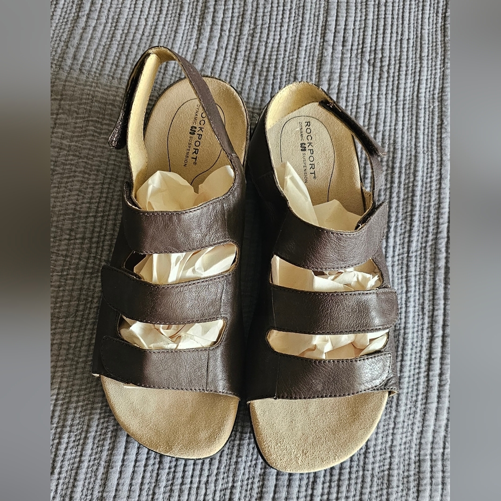 Rockport Women's Dark Brown Leather Sandals Size 11